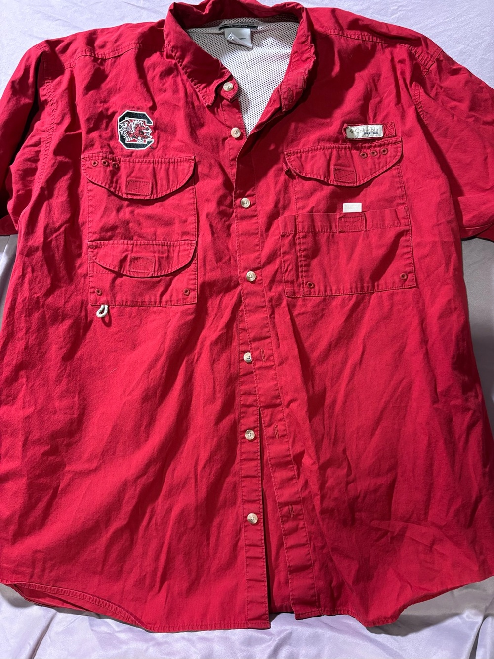 Usc gamecocks Columbia Men’s Red Short-Sleeve Button-Front Casual Shirt